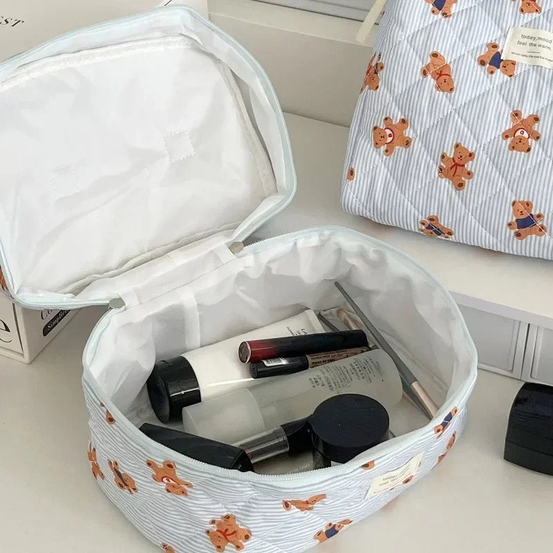 Cozy Bear Quilted Makeup Bag | Three Sizes