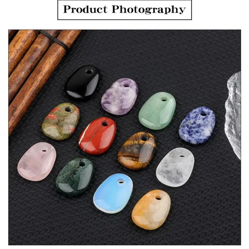 Natural Crystal Oval Pendant Charm | 25x35mm Stone Charm for DIY Jewelry Making