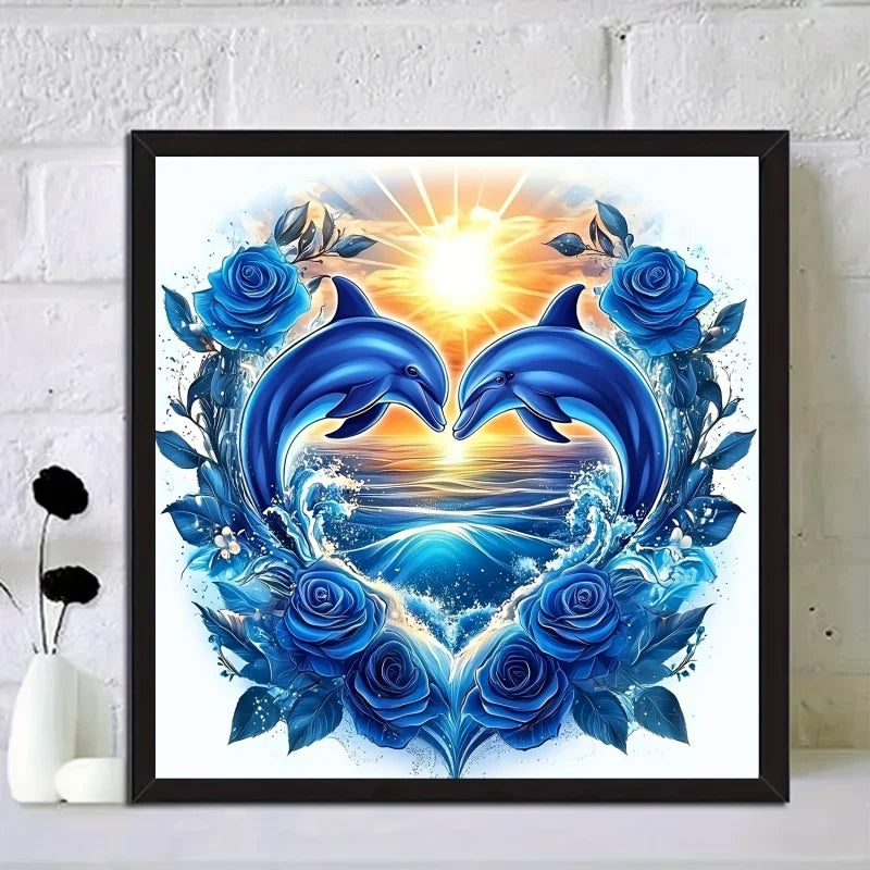 Dolphin Love Diamond Painting Kit | Full Drill Round Diamonds
