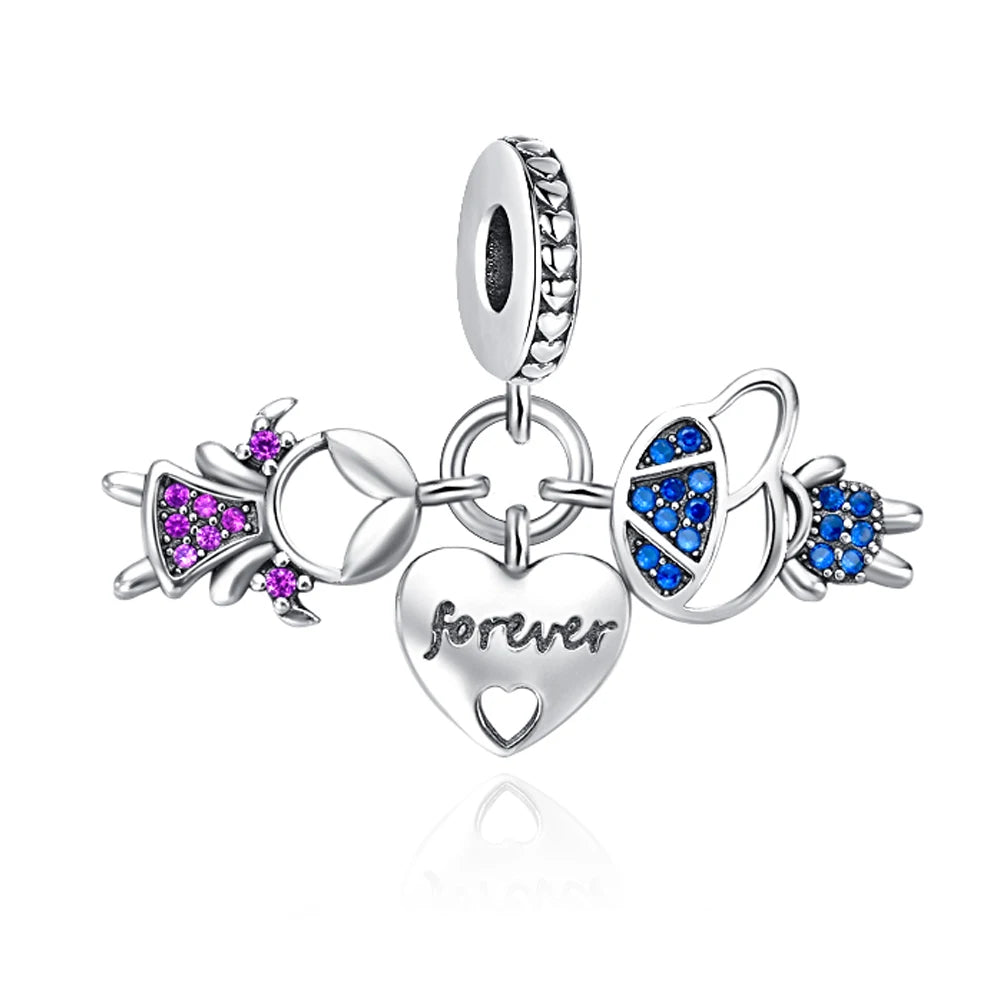 925 Sterling Silver Charm Holder Keychain – Bag Charm & Key Ring Set for Women