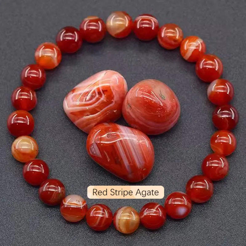 Natural Gemstone Beaded Bracelet — Healing Crystal Stretch Bracelet