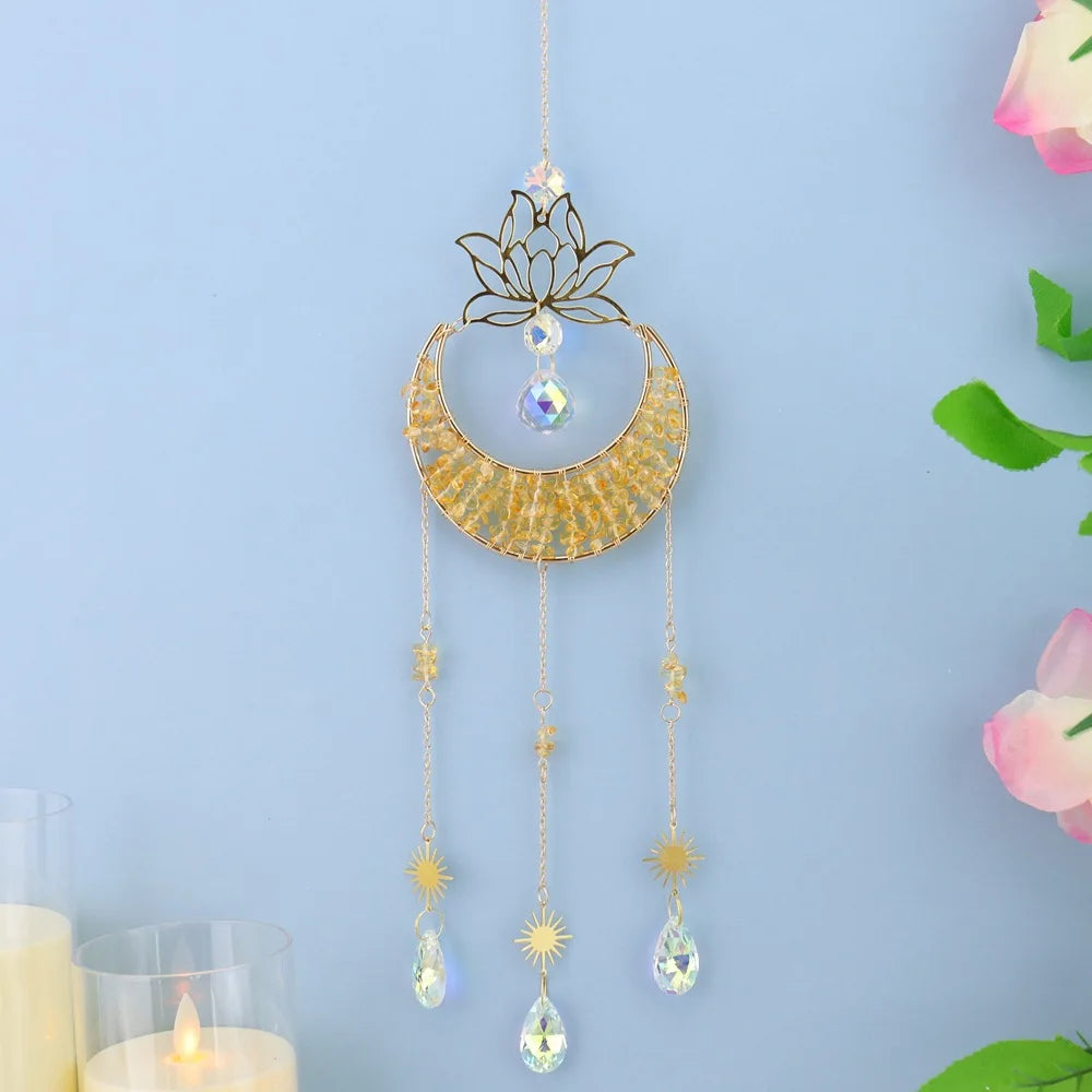 Geometric Hexagon Tree of Life Crystal Suncatcher — Rainbow Prism Window Hanging