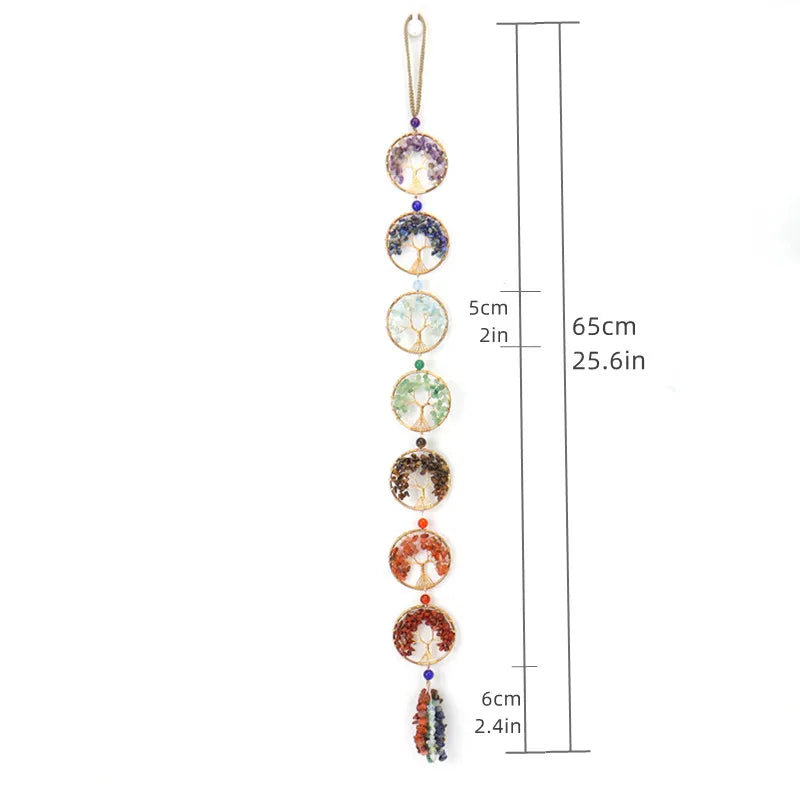7 Chakra Crystal Tree of Life Hanging — Natural Gemstone Suncatcher