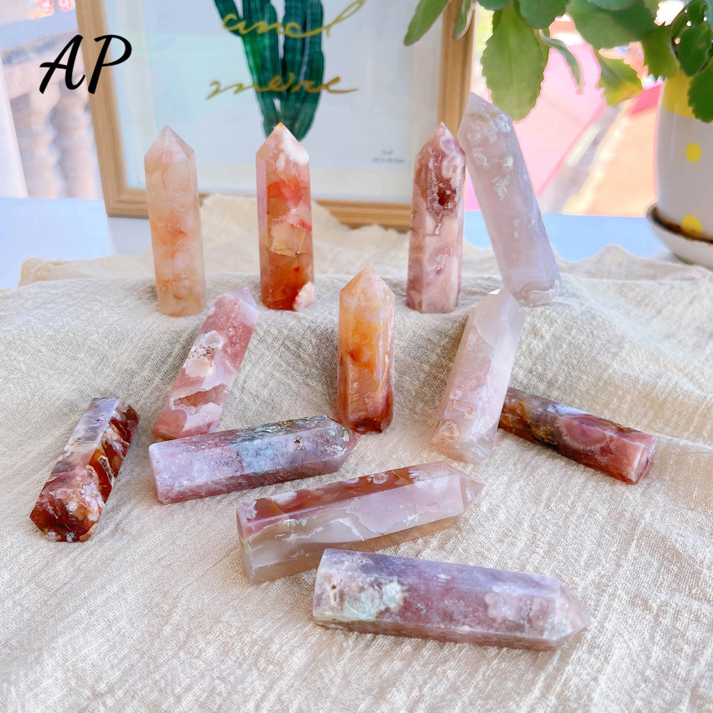 Sakura Agate Crystal Tower | Cherry Agate Point