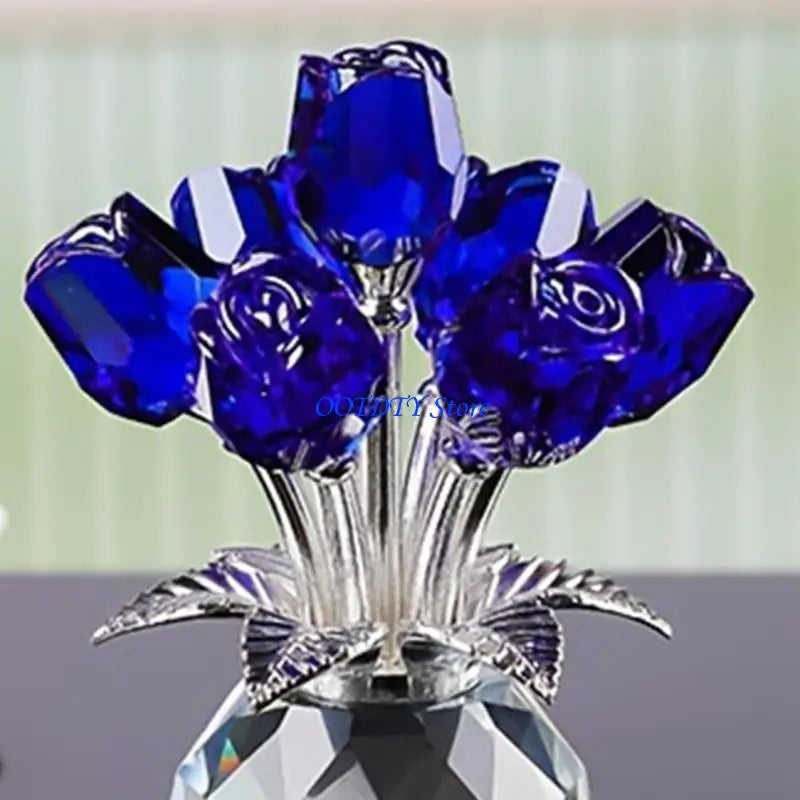 Handmade Crystal Rose Figurine — Elegant Flower Gift for Her