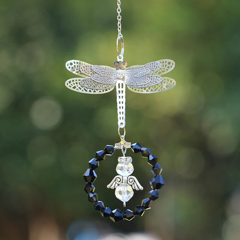 Dragonfly Crystal Suncatcher Pendant - Multicolored