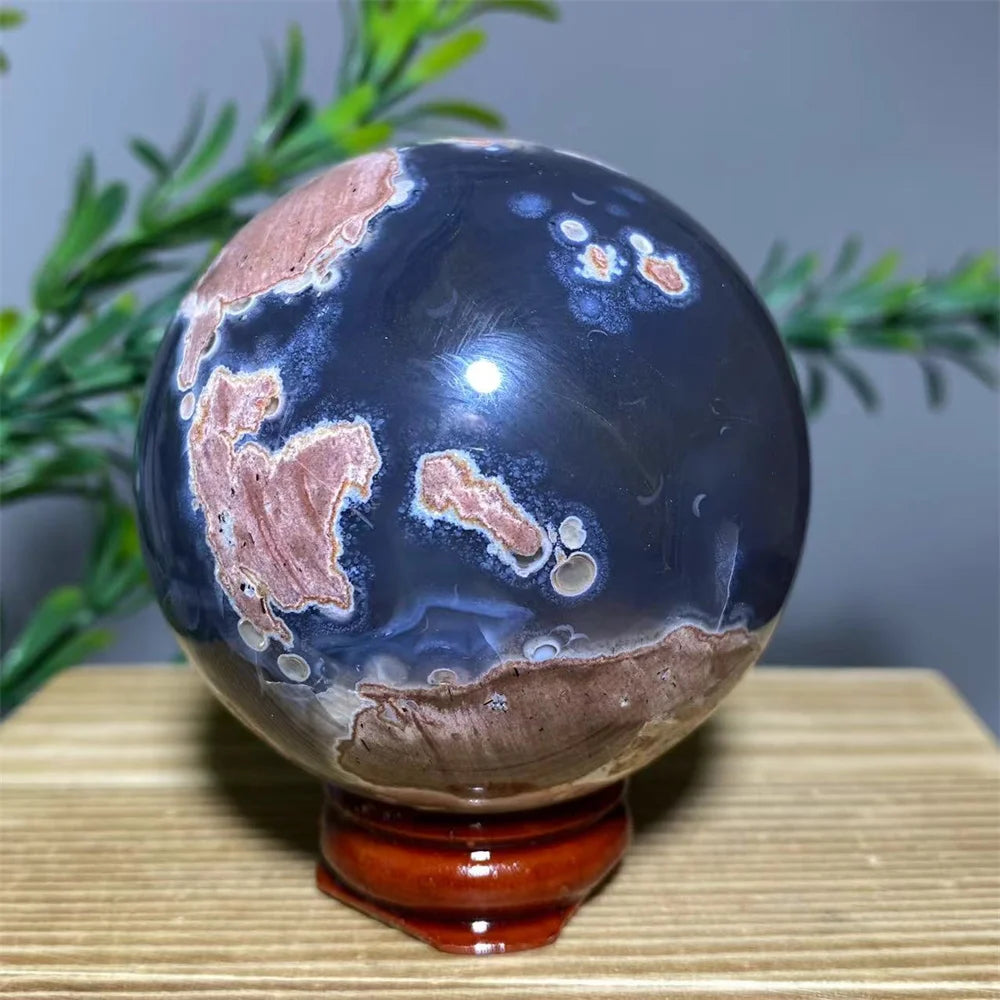 Natural Agate Crystal Sphere with Stand | Hand-Selected · Unique Flash Stone
