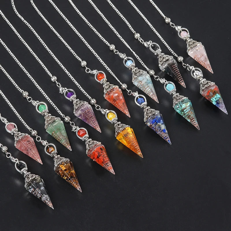 Crystal Pendulum Pendant | Natural Stone Dowsing Necklace