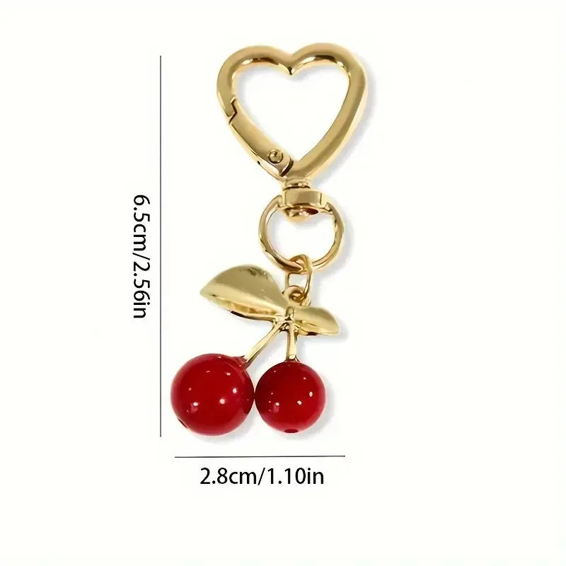 Cherry Blossom Heart Bag Charm | Lobster Clasp Purse Accessory