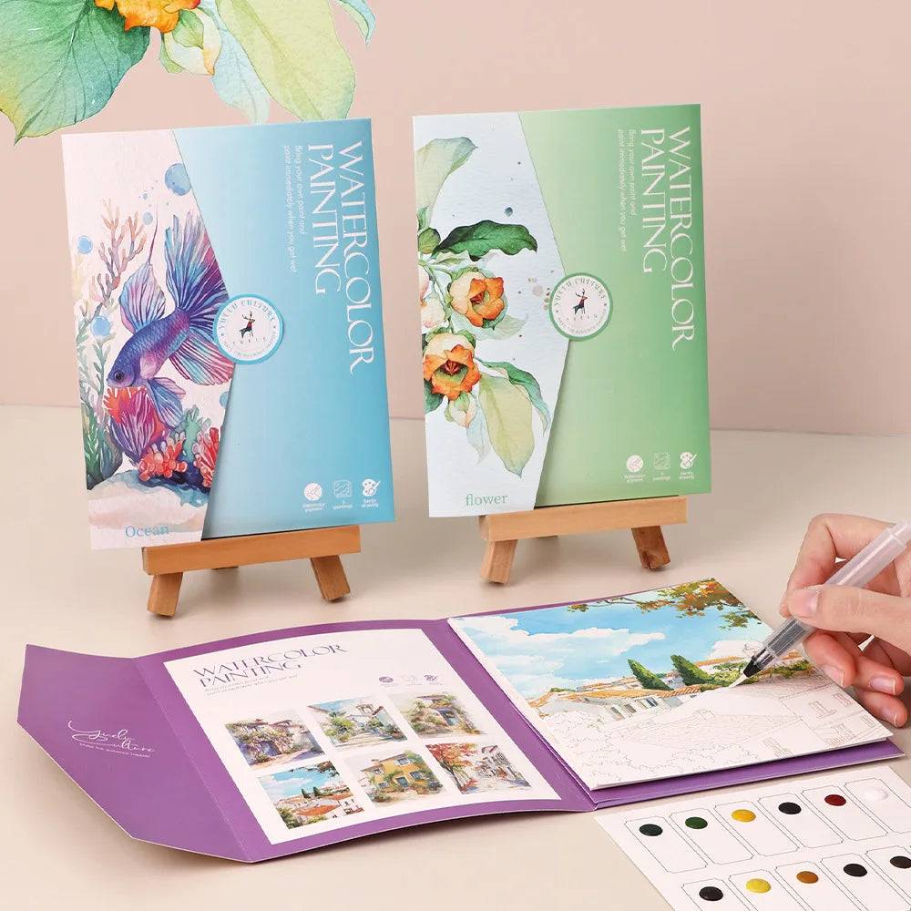 Watercolor Painting Set with Dipping Pen & Paper | 6-Piece Creative Art Kit