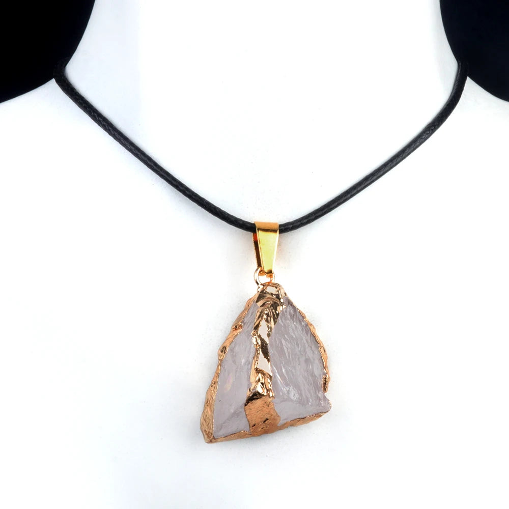 Colorful Glass Crystal Pendant Necklace — Irregular Energy Choker for Women
