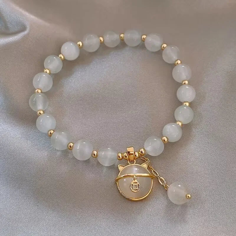 Cat Charm Beaded Bracelet