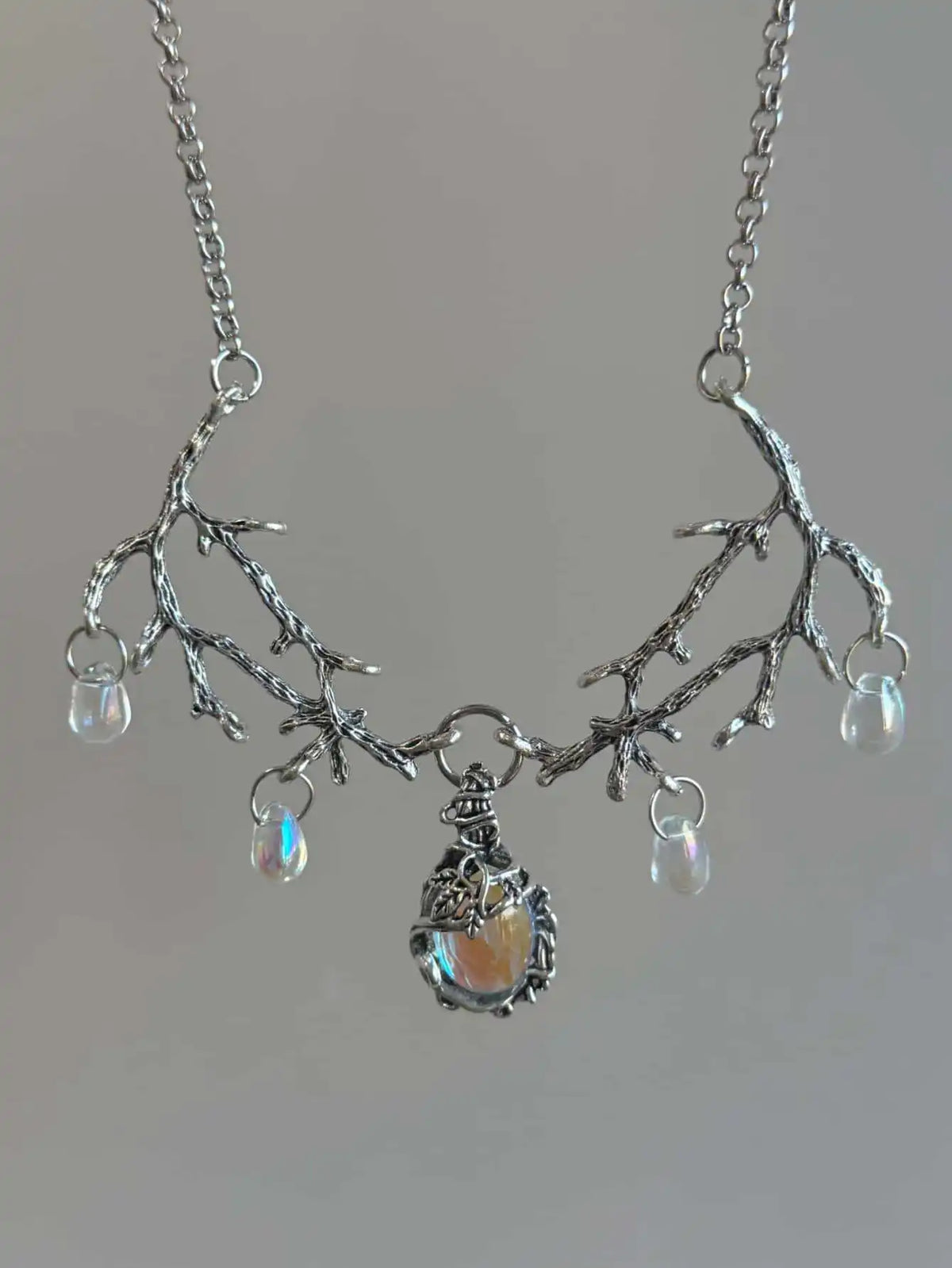Moonstone Branch Choker Necklace — Gothic Witch Jewelry