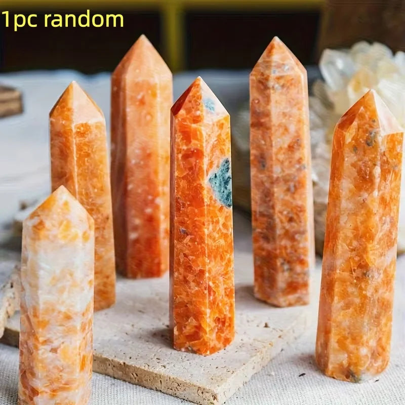 Blue Apatite & Sunstone Crystal Tower — Natural Dual-Energy Stone for Home Décor & Intention Work