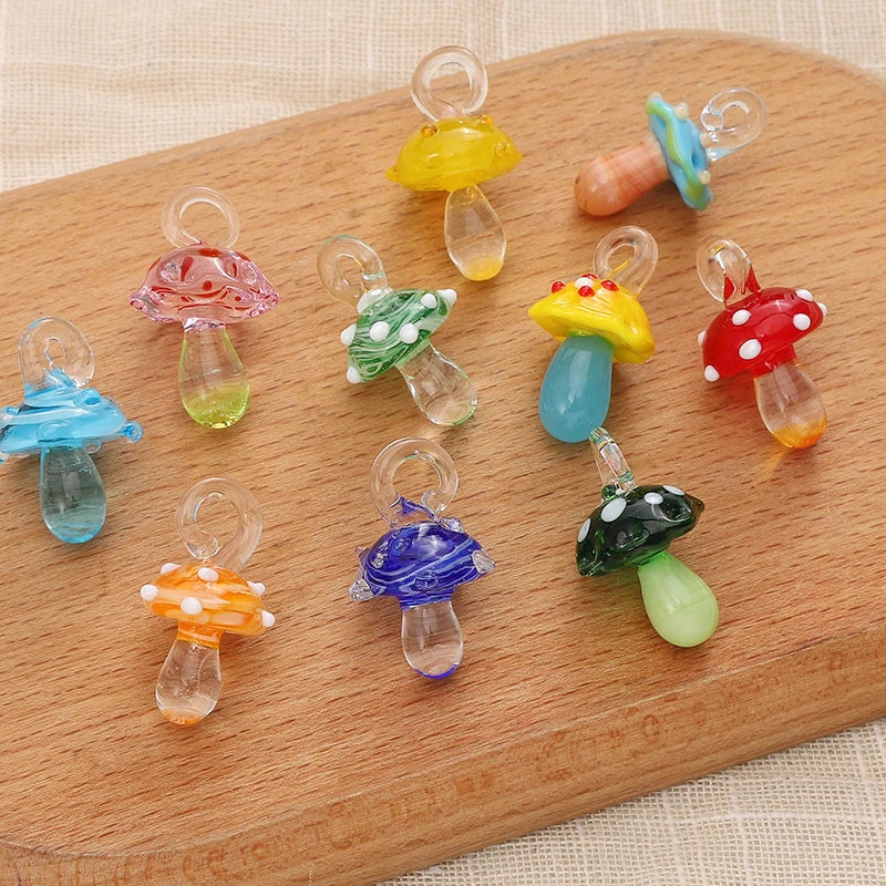 Lampwork Glass Mushroom Charm Bead – DIY Jewelry Pendant