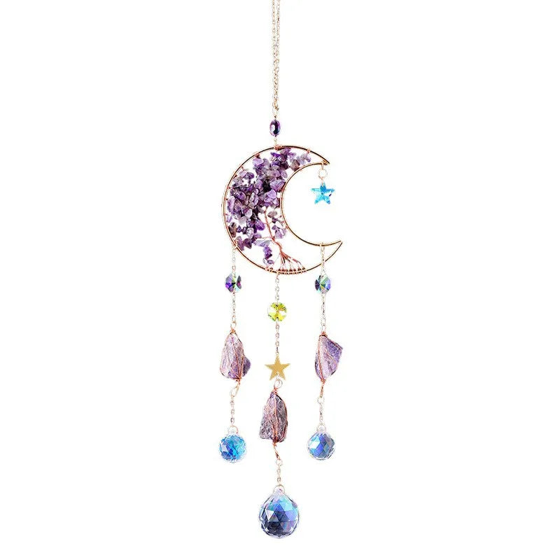 Moon Suncatcher with Natural Stone & Artificial Crystal