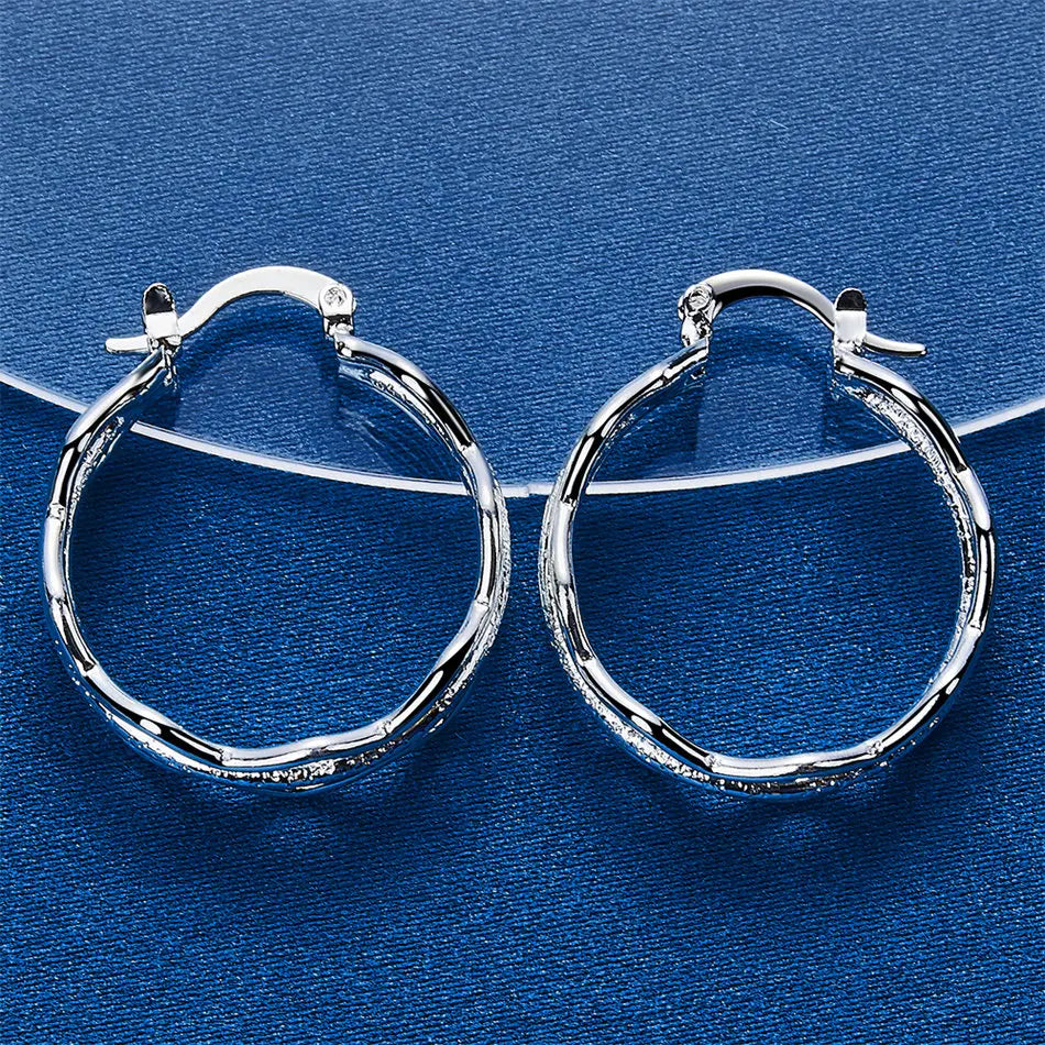 Triple-Layer Wave Hoop Earrings | 27mm Silver