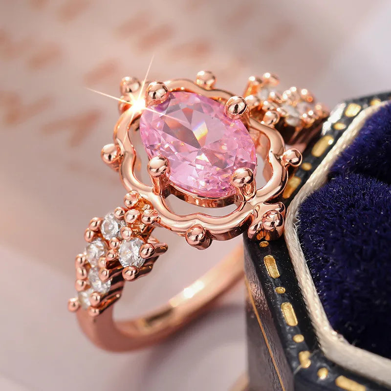 Blush Pink Oval Flower Ring