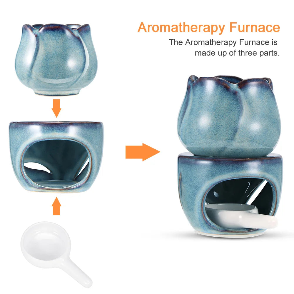 Aromatherapy Tulip Shaped Ceramic Incense Burner