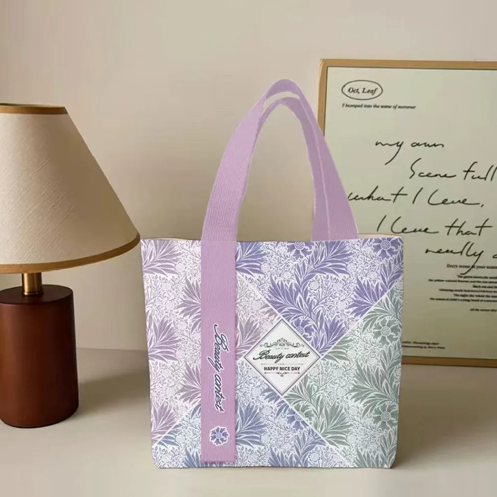 Purple & Green Botanical Canvas Tote | Two Sizes