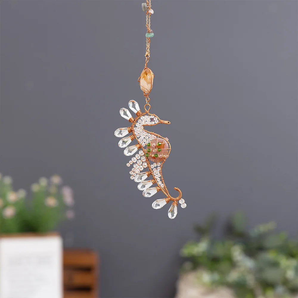 Handcrafted Crystal Wire Suncatcher — Celestial & Nature Prism Pendant
