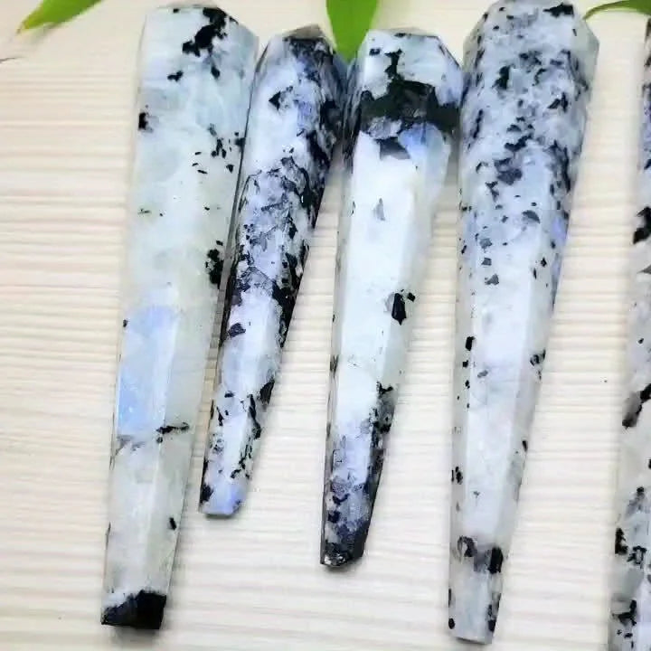 Natural Moonstone Crystal Tower — Rainbow Iridescent Boho Healing Stone