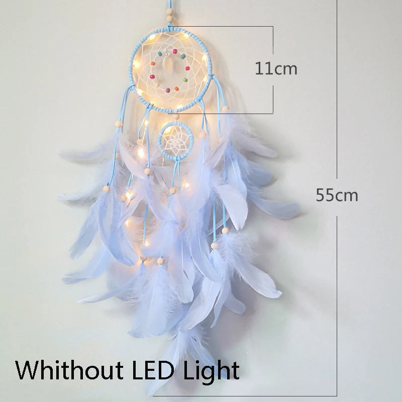 Indian Dream Catcher Wall Hanging | Feather & Bead Boho Wall Decor