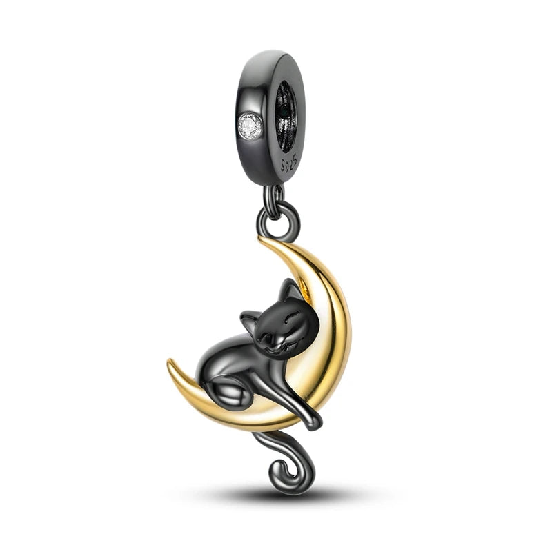 925 Sterling Silver Animal & Floral Charms for Bracelets – Cat, Sunflower & More