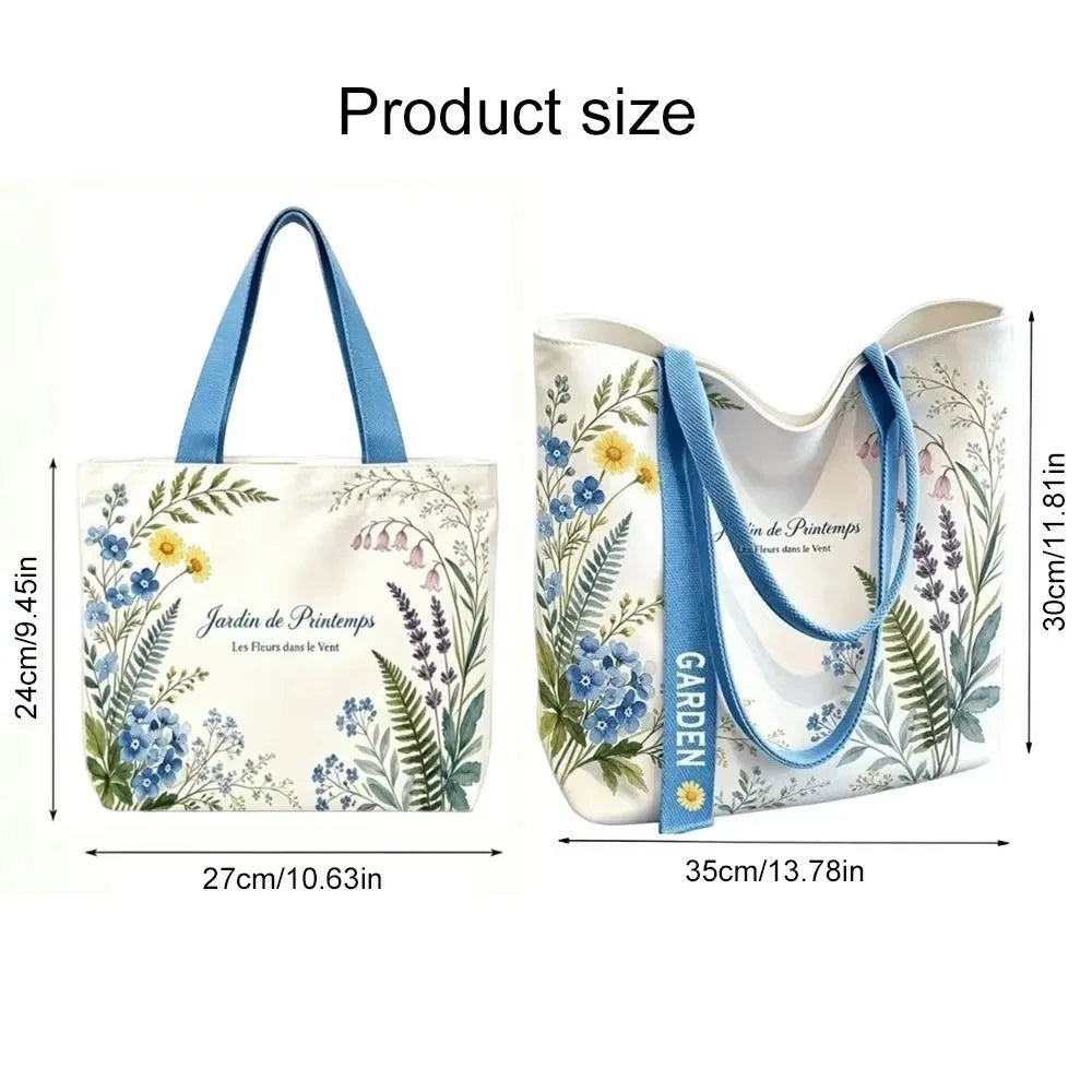 Floral & Lemon Canvas Tote Bag | Small & Large