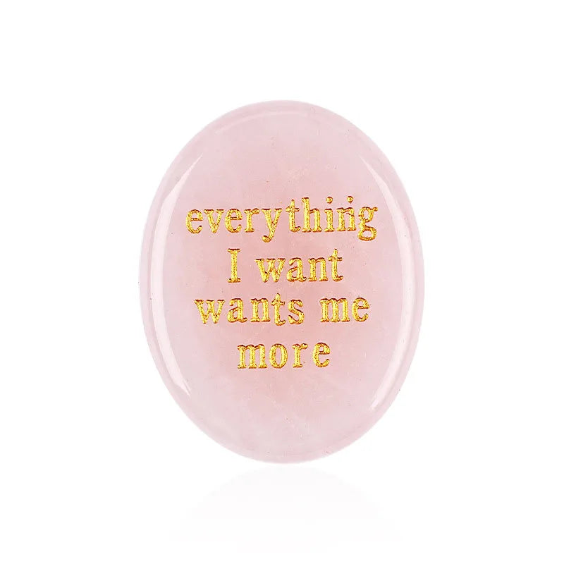 Crystal Worry Stone | Engraved Healing Stone for Meditation & Chakra Balance