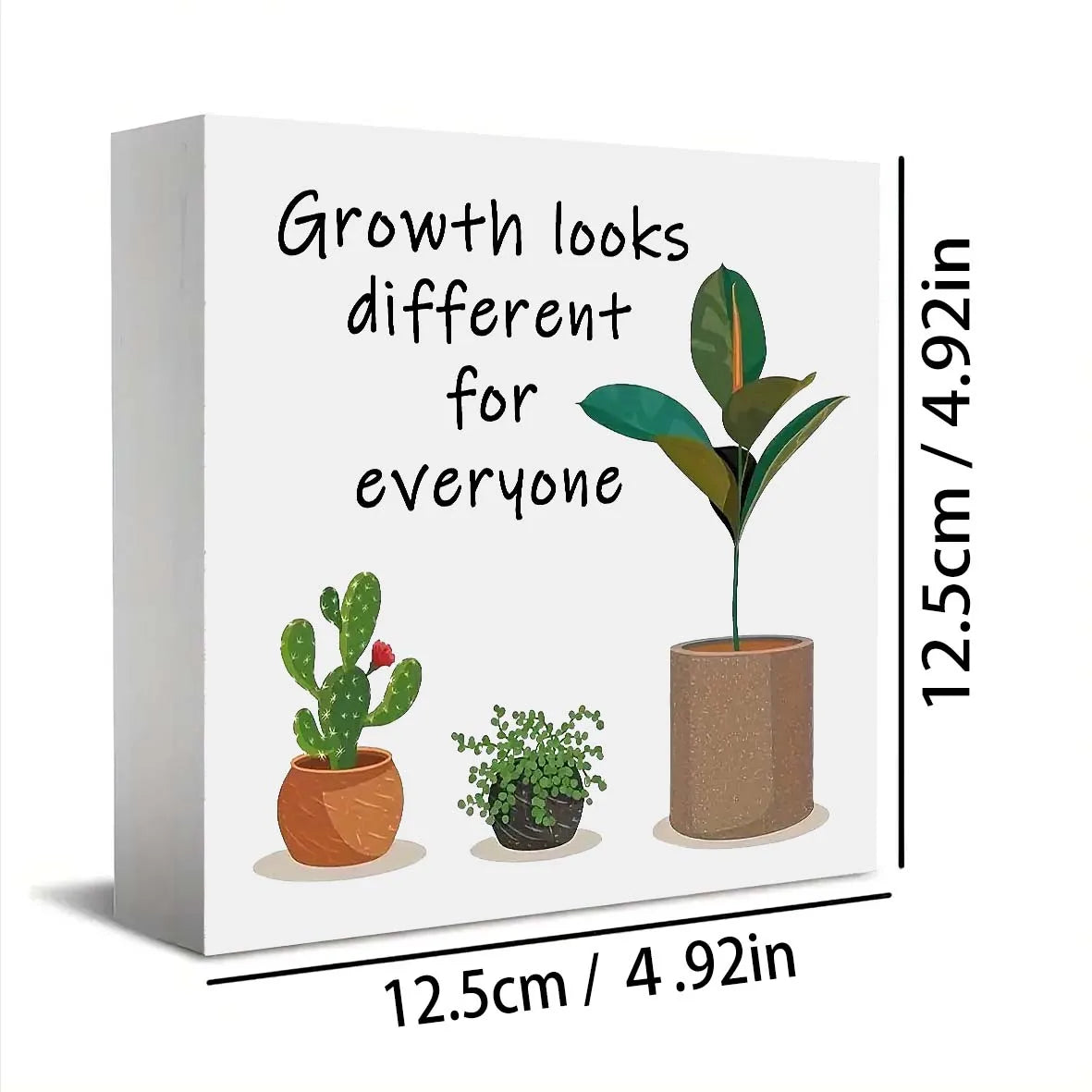 "Everyone's Growth Looks Different" Wooden Sign | Inspirational Desk & Home Decor