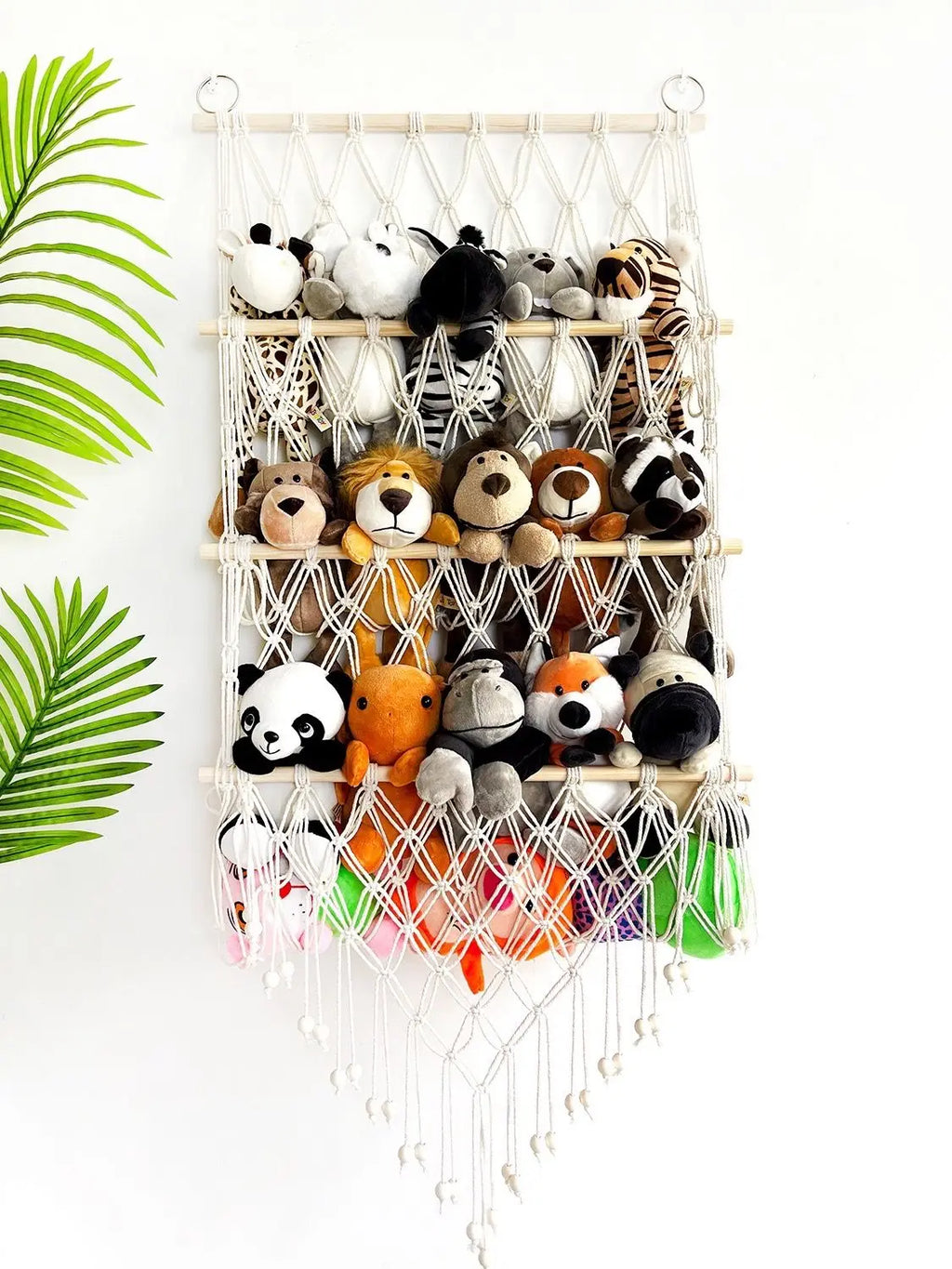 Boho Handwoven Storage Hammock | Wall-Mounted Stuffed Animal & Toy Organizer