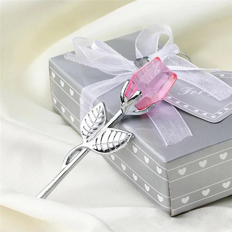 Crystal Glass Rose Flower Figurine
