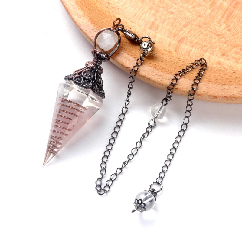 Crystal Pendulum Pendant | Natural Stone Dowsing Necklace