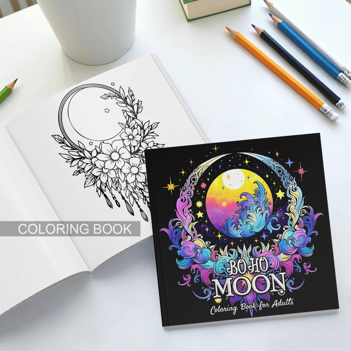 Boho Moon Adult Coloring Book | Bold & Easy Patterns for Mindful Creativity