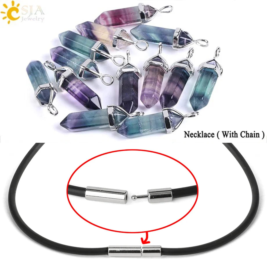 Fluorite Crystal Pillar Necklace