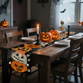 Bohemian Halloween Table Runner | Pumpkin Bat Skull | Spooky Boho Party Decor