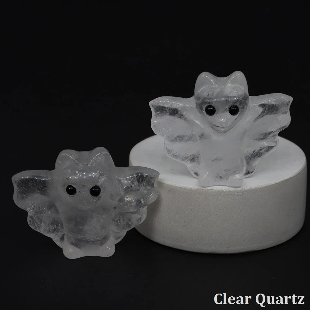 Mini Carved Crystal Bat | Stone & Opalite Options