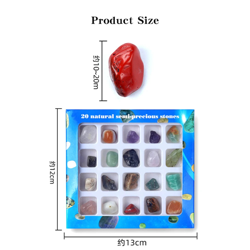 Chakra Healing Crystal Set | 20pc Gemstone Collection for DIY Jewelry & Décor
