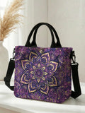 Purple & Gold Mandala Tote Bag with Detachable Strap