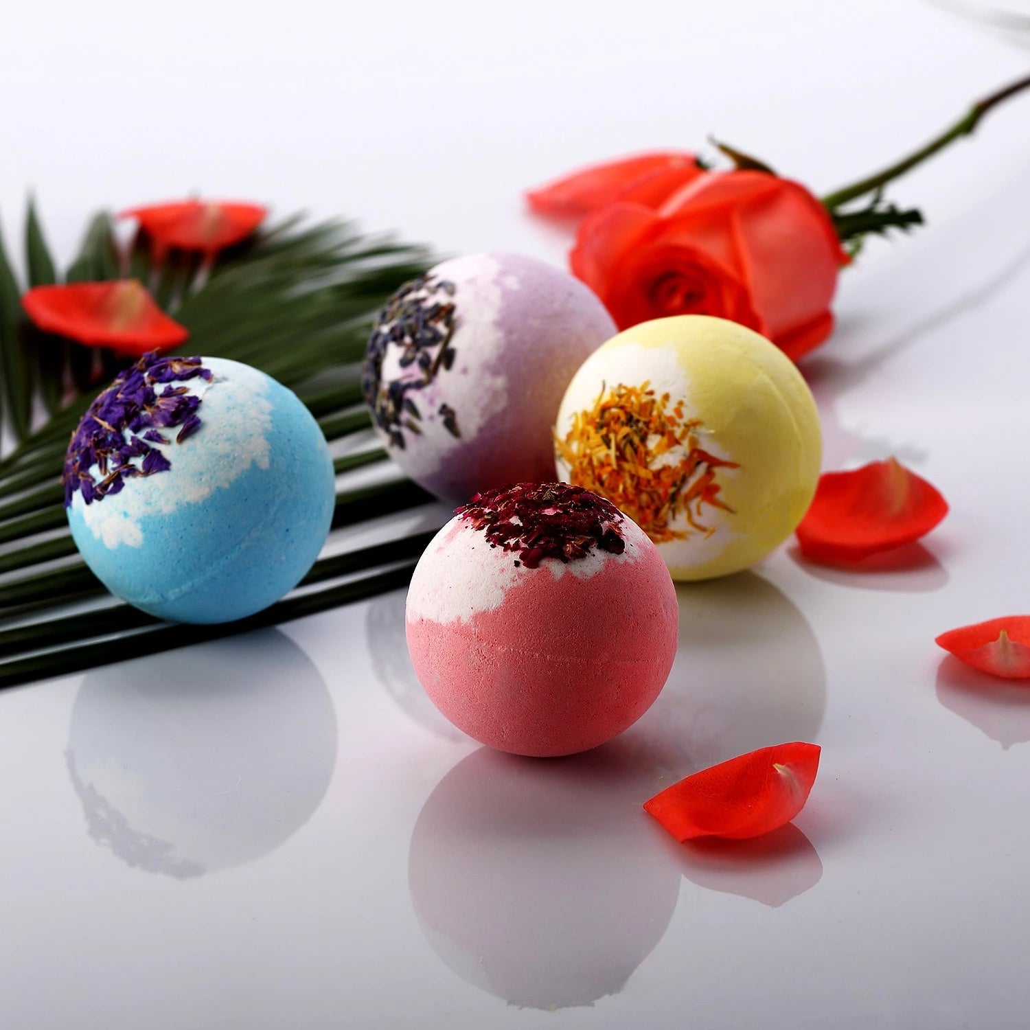 Botanical Bath Bombs with Dried Flowers & Essential Oils