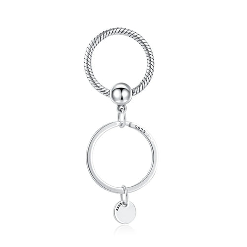 925 Sterling Silver Charm Holder Keychain – Bag Charm & Key Ring Set for Women