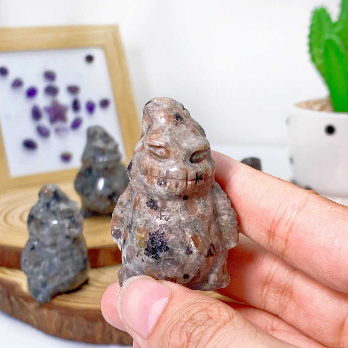 Yooperlite Clown Crystal Figurine | UV Fluorescent Glowing Stone | Halloween Decor