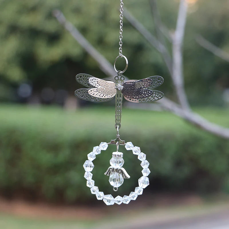 Dragonfly Crystal Suncatcher Pendant - Multicolored