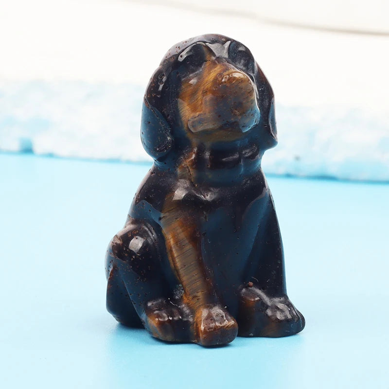 Mini Sitting Puppy Figurine | Stone & Opalite Options