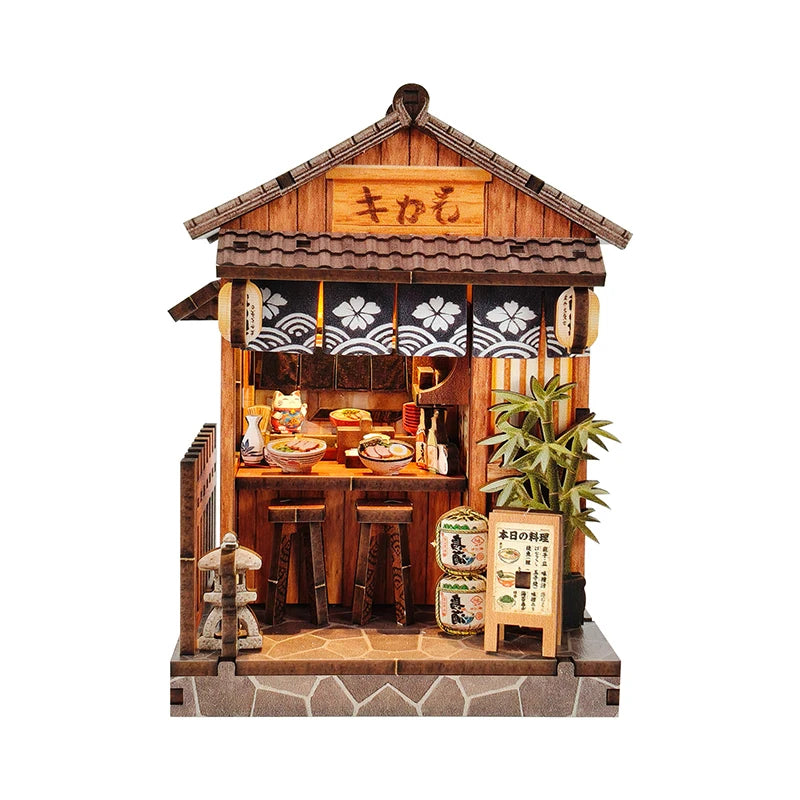 DIY Miniature Cottage Kit – Wooden Kiosk & Fruit Shop Scene with Furniture