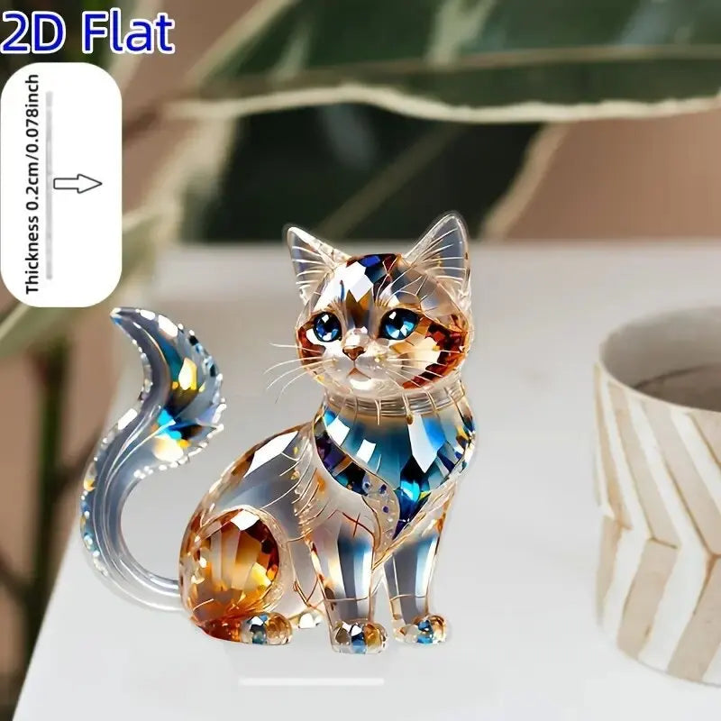 Crystal Cat 2D Art Figure – Art Deco Home Decor