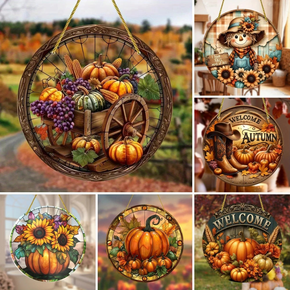 Fall Pumpkin Acrylic Suncatcher — Colorful Window Hanging for Autumn & Halloween Décor