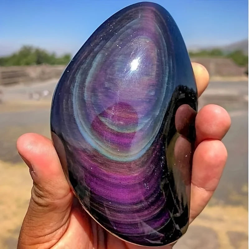Rainbow Obsidian Crystal Freeform | Deep Purple & Blue Iridescence