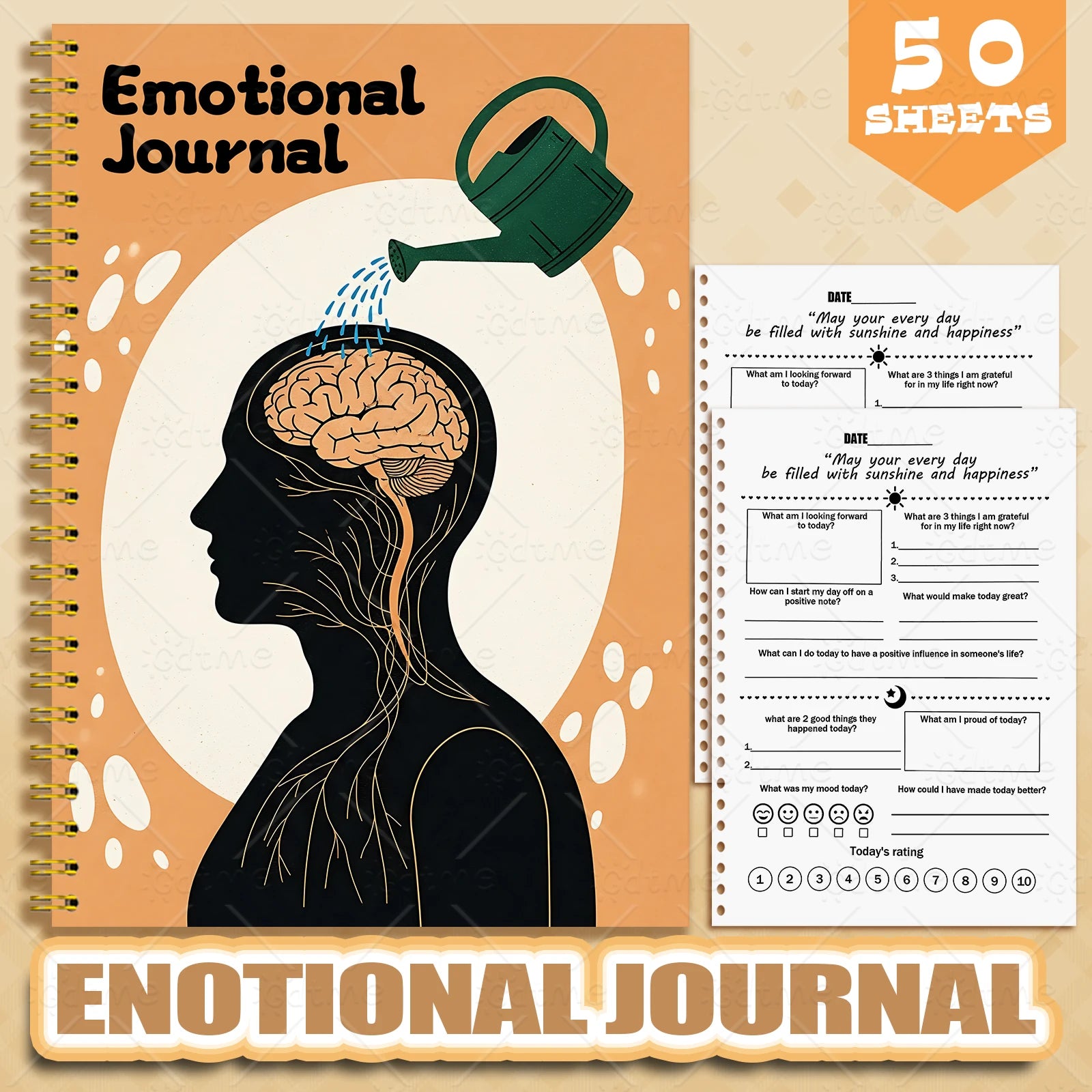 Emotional Journal | Adult Mental Health Planner, Wellness Workbook & Self-Care Tracker